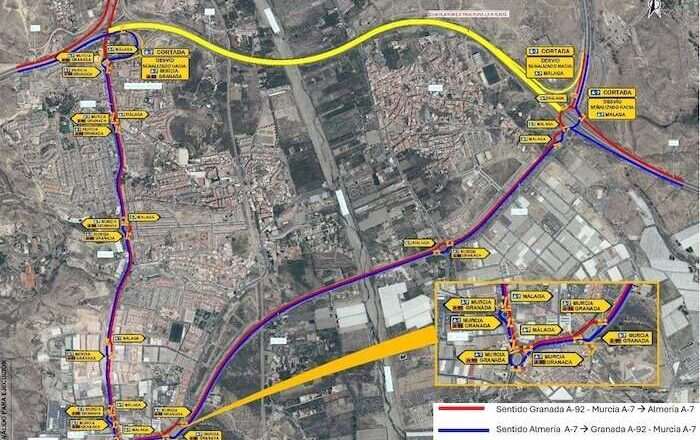 Obras de remodelación en el enlace de Viator provocan afectaciones al tráfico en la A-7.