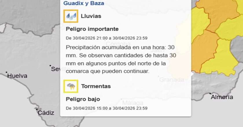 EMA 112 recomienda aumentar la precaución debido al aviso naranja por lluvias en Granada y Jaén