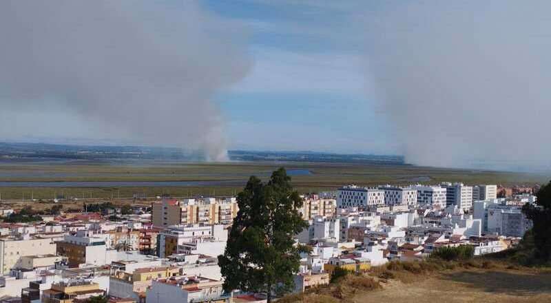 Infoca realiza labores desde la madrugada en Marismas del Burro debido a un nuevo foco de incendio del domingo