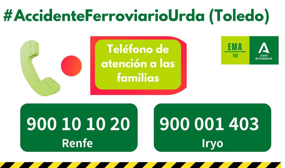 La Junta activa recursos del 061 y apoyo psicológico tras el accidente ferroviario en Urda