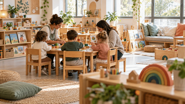 Aula infantil luminosa y acogedora